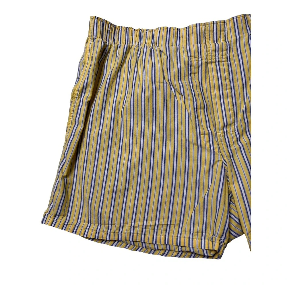 Polo Ralph Lauren Men Yellow Cotton Striped Boxer Lounge Shorts L Preppy Classic